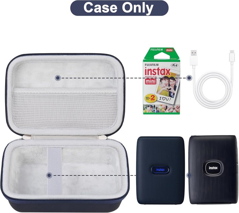 Canboc Carrying Case for Fujifilm Instax Mini Link 3 2 1 Smartphone Printer, Mesh pocket fit Instant Film and Cable, Dark Denim (Case Only) - Image 2